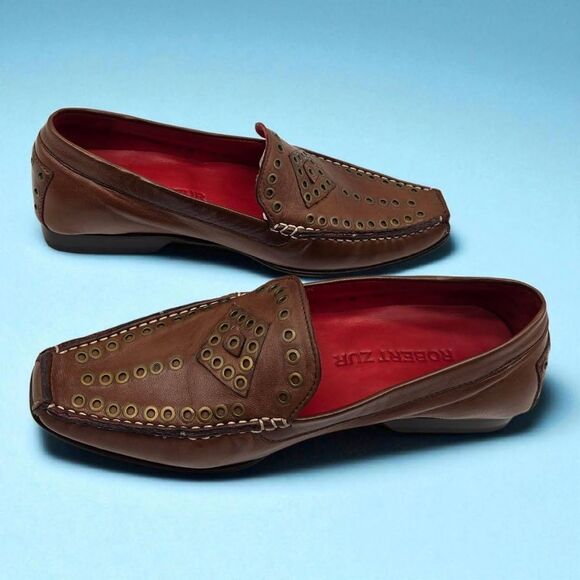 ROBERT ZUR Saddle Brown Sz 7M True Glove Leather Driving Loafer Slip On Moccasin - Picture 11 of 16